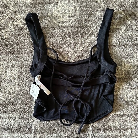 NWT Free People Intimately To The Point Crop Top Strappy Open Tie Back Black - Picture 7 of 8